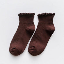 Load image into Gallery viewer, Candy High Quality Lace Solid Color Cute Sweet Girl Fashion Socks Pure Cotton Wood Ear Light Mouth Cotton Novelty Socks Unisex Crew Socks For Men And Women
