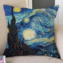 Load image into Gallery viewer, Canvas Throw Pillow Cover Famous Oil Painting Art Self Portrait Sunflower Starry Night Gallery Art Decoration Pillow Case Linen Cushion Cover Canvas Throw Pillow Cover Case for Couch Sofa Home Decoration Famous Picture Print 44x44cm
