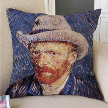 Load image into Gallery viewer, Canvas Throw Pillow Cover Famous Oil Painting Art Self Portrait Sunflower Starry Night Gallery Art Decoration Pillow Case Linen Cushion Cover Canvas Throw Pillow Cover Case for Couch Sofa Home Decoration Famous Picture Print 44x44cm