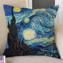 Load image into Gallery viewer, Canvas Throw Pillow Cover Famous Oil Painting Art Self Portrait Sunflower Starry Night Gallery Art Decoration Pillow Case Linen Cushion Cover Canvas Throw Pillow Cover Case for Couch Sofa Home Decoration Famous Picture Print 44x44cm