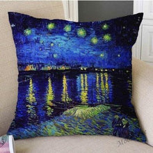 Load image into Gallery viewer, Canvas Throw Pillow Cover Famous Oil Painting Art Self Portrait Sunflower Starry Night Gallery Art Decoration Pillow Case Linen Cushion Cover Canvas Throw Pillow Cover Case for Couch Sofa Home Decoration Famous Picture Print 44x44cm
