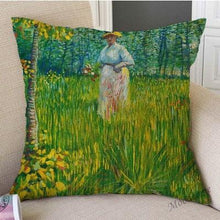 Load image into Gallery viewer, Canvas Throw Pillow Cover Famous Oil Painting Art Self Portrait Sunflower Starry Night Gallery Art Decoration Pillow Case Linen Cushion Cover Canvas Throw Pillow Cover Case for Couch Sofa Home Decoration Famous Picture Print 44x44cm