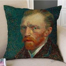 Load image into Gallery viewer, Canvas Throw Pillow Cover Famous Oil Painting Art Self Portrait Sunflower Starry Night Gallery Art Decoration Pillow Case Linen Cushion Cover Canvas Throw Pillow Cover Case for Couch Sofa Home Decoration Famous Picture Print 44x44cm