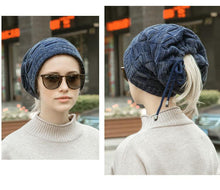Load image into Gallery viewer, Caps Warmer Bonnet Casual Cap Winter Beanie Hats Hat winter hat Bobble Hat Winter Balaclava Women Bandana Baotou Cap Scarf Warm Thick Beanie Skellies Women Girls Cable Knit Soft Cute Beanie with Ears Detachable Pompom Fur Hat Girls