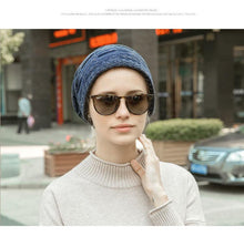 Load image into Gallery viewer, Caps Warmer Bonnet Casual Cap Winter Beanie Hats Hat winter hat Bobble Hat Winter Balaclava Women Bandana Baotou Cap Scarf Warm Thick Beanie Skellies Women Girls Cable Knit Soft Cute Beanie with Ears Detachable Pompom Fur Hat Girls