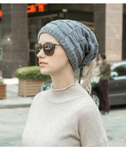 Load image into Gallery viewer, Caps Warmer Bonnet Casual Cap Winter Beanie Hats Hat winter hat Bobble Hat Winter Balaclava Women Bandana Baotou Cap Scarf Warm Thick Beanie Skellies Women Girls Cable Knit Soft Cute Beanie with Ears Detachable Pompom Fur Hat Girls