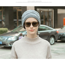Load image into Gallery viewer, Caps Warmer Bonnet Casual Cap Winter Beanie Hats Hat winter hat Bobble Hat Winter Balaclava Women Bandana Baotou Cap Scarf Warm Thick Beanie Skellies Women Girls Cable Knit Soft Cute Beanie with Ears Detachable Pompom Fur Hat Girls