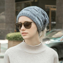 Load image into Gallery viewer, Caps Warmer Bonnet Casual Cap Winter Beanie Hats Hat winter hat Bobble Hat Winter Balaclava Women Bandana Baotou Cap Scarf Warm Thick Beanie Skellies Women Girls Cable Knit Soft Cute Beanie with Ears Detachable Pompom Fur Hat Girls