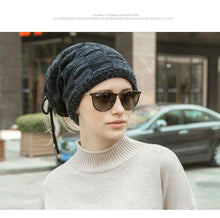 Load image into Gallery viewer, Caps Warmer Bonnet Casual Cap Winter Beanie Hats Hat winter hat Bobble Hat Winter Balaclava Women Bandana Baotou Cap Scarf Warm Thick Beanie Skellies Women Girls Cable Knit Soft Cute Beanie with Ears Detachable Pompom Fur Hat Girls