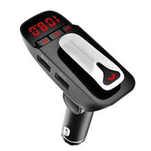 Load image into Gallery viewer, Car FM Transmitter with Wireless Earpiece 2 USB Charge Ports