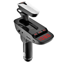 Load image into Gallery viewer, Car FM Transmitter with Wireless Earpiece 2 USB Charge Ports