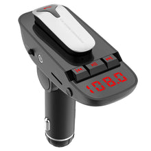 Load image into Gallery viewer, Car FM Transmitter with Wireless Earpiece 2 USB Charge Ports