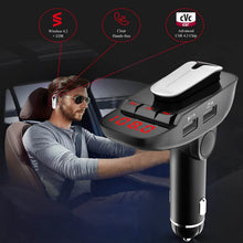 Load image into Gallery viewer, Car FM Transmitter with Wireless Earpiece 2 USB Charge Ports