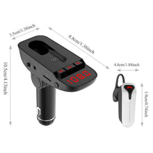 Load image into Gallery viewer, Car FM Transmitter with Wireless Earpiece 2 USB Charge Ports