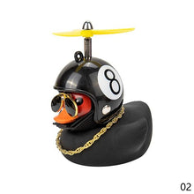Load image into Gallery viewer, Car Goods Gift Broken Wind Helmet Small Yellow Duck Car Decoration Accessories Wind-breaking Wave-breaking Duck Cycling DecDuck Car Dashboard Decorations Rubber Duck Car Ornaments Cool Duck with Propeller Helmet Sunglasses Gold Chain or