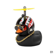 Load image into Gallery viewer, Car Goods Gift Broken Wind Helmet Small Yellow Duck Car Decoration Accessories Wind-breaking Wave-breaking Duck Cycling DecDuck Car Dashboard Decorations Rubber Duck Car Ornaments Cool Duck with Propeller Helmet Sunglasses Gold Chain or