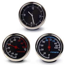Load image into Gallery viewer, Car Interior Mini Quartz Watch Clock Mini Clock Car Dashboard Clocks Luminous Car Clock Pocket Stick-On Clock Cars Air Vent Clip Quartz Clocks Vehicle Dashboard Clock Mini Vehicle Clock Car Pocket Clock for Cars Hygrometer Thermometer Dashboard Ornament