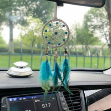 Load image into Gallery viewer, Car Interior Rear-view Mirror Hanging Decor Small Dream Catcher Boho Nature Feather Home Decor Handmade Grids Nature Feather Car Charms Pendant Accessories Gift