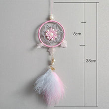 Load image into Gallery viewer, Car Interior Rear-view Mirror Hanging Decor Small Dream Catcher Boho Nature Feather Home Decor Handmade Grids Nature Feather Car Charms Pendant Accessories Gift