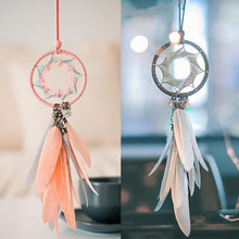 Load image into Gallery viewer, Car Interior Rear-view Mirror Hanging Decor Small Dream Catcher Boho Nature Feather Home Decor Handmade Grids Nature Feather Car Charms Pendant Accessories Gift