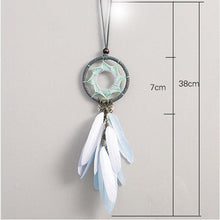 Load image into Gallery viewer, Car Interior Rear-view Mirror Hanging Decor Small Dream Catcher Boho Nature Feather Home Decor Handmade Grids Nature Feather Car Charms Pendant Accessories Gift