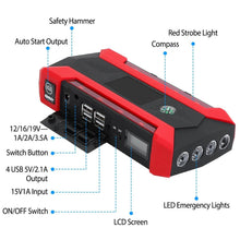 Load image into Gallery viewer, Car Jump Starter Booster with LCD Screen 4 Modes LED Flashlight