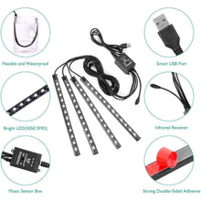 Load image into Gallery viewer, Car LED Strip Lights with Sound Active Function and Remote Controller