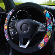 Load image into Gallery viewer, Car Steering Wheel Cover Steering Wheel Cover Cloth Massage Grip Breathable Elastic Car Steering Wheel Cover Ethnic Style Print Anti-slip Car Styling Car Steering-wheel Cover Car Interior Accessories Steering Wheel Covers with Cloth for Women