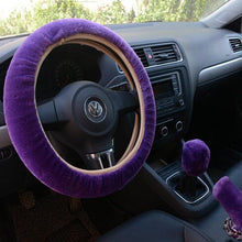 Load image into Gallery viewer, Car Steering Wheel Elastic Long Microfiber Plush Steering Wheel Cover Gearshift Handbrake Cover Protector Decoration Warm Super Thick Plush Collar Soft Car Steering Wheel Cover Decoration Warm Super Thick Plush Collar Soft Black Pink Women Man