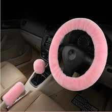 Load image into Gallery viewer, Car Steering Wheel Elastic Long Microfiber Plush Steering Wheel Cover Gearshift Handbrake Cover Protector Decoration Warm Super Thick Plush Collar Soft Car Steering Wheel Cover Decoration Warm Super Thick Plush Collar Soft Black Pink Women Man