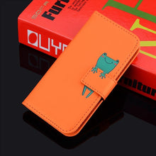 Load image into Gallery viewer, Cartoon Animal Cute Leather Wallet Flip Case Creative Magnetic Protective Cover Lovely Animal Flip Leather Phone Case For iPhone 13 12 11 Pro X XS XR Max Card Holder Funny Phone Cover
