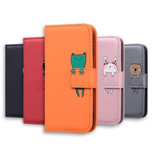 Load image into Gallery viewer, Cartoon Animal Cute Leather Wallet Flip Case Creative Magnetic Protective Cover Lovely Animal Flip Leather Phone Case For iPhone 13 12 11 Pro X XS XR Max Card Holder Funny Phone Cover