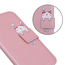 Load image into Gallery viewer, Cartoon Animal Cute Leather Wallet Flip Case Creative Magnetic Protective Cover Lovely Animal Flip Leather Phone Case For iPhone 13 12 11 Pro X XS XR Max Card Holder Funny Phone Cover