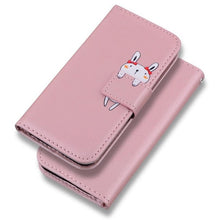 Load image into Gallery viewer, Cartoon Animal Cute Leather Wallet Flip Case Creative Magnetic Protective Cover Lovely Animal Flip Leather Phone Case For iPhone 13 12 11 Pro X XS XR Max Card Holder Funny Phone Cover
