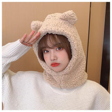 Load image into Gallery viewer, Cartoon Bear Ear Lamb Beanie Hat With Mask Warm Balaclava Winter Thickened Ear Protection Autumn Skellies Beanies Pompom Hat Knitted Ski Beanie Hat Double Pompom Beanie Cap for Girls Boys Kids Beanie Winter Hat Baby Kids Infant Toddler for Women Girl