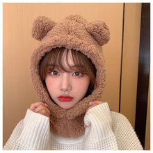 Load image into Gallery viewer, Cartoon Bear Ear Lamb Beanie Hat With Mask Warm Balaclava Winter Thickened Ear Protection Autumn Skellies Beanies Pompom Hat Knitted Ski Beanie Hat Double Pompom Beanie Cap for Girls Boys Kids Beanie Winter Hat Baby Kids Infant Toddler for Women Girl