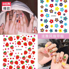 Load image into Gallery viewer, Cartoon Characters Plants Animals Forest Flowers Small Fresh Flowers 3D Nail Stickers Hyuna Style Nail Patch Waterproof Self Adhesive Nail Decals for Nail Art Decoration Including Hearts Stars Letters Bowknot Leaves Flowers Plants Fruits Butterflies