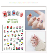Load image into Gallery viewer, Cartoon Characters Plants Animals Forest Flowers Small Fresh Flowers 3D Nail Stickers Hyuna Style Nail Patch Waterproof Self Adhesive Nail Decals for Nail Art Decoration Including Hearts Stars Letters Bowknot Leaves Flowers Plants Fruits Butterflies