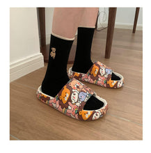 Load image into Gallery viewer, Cartoon Couple Fashion Bear Sandals Non-Slip Thick-Soled Indoor And Outdoor Slippers Men's Flip Flops Athletic Slide Sandals Flat Slip On Sandals For Women Summer Slippers