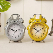 Load image into Gallery viewer, Cartoon Owl Mute Wake Up Table Clock Silent Analog Table Desk Small Clock with Night Light Battery Operated for Living Room Bedroom Kitchen Home Office Cute Ring Bell Metal Bedroom Quartz Alarm Clock With Night Light