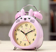 Load image into Gallery viewer, Cartoon Owl Mute Wake Up Table Clock Silent Analog Table Desk Small Clock with Night Light Battery Operated for Living Room Bedroom Kitchen Home Office Cute Ring Bell Metal Bedroom Quartz Alarm Clock With Night Light