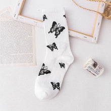 Load image into Gallery viewer, Cartoon socks cute bow print white black calcetines Women's Novelty Socks Crew Fun Funky fall fashion Casual Cotton Dress Socks