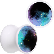Load image into Gallery viewer, Deep Space Galaxy White Acrylic Saddle Plug Set Available Sizes 0G to 20mm