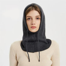 Load image into Gallery viewer, Cashmere Winter Knitted Hat Beanie Women Scarf Skellies Beanies Winter Hats For Women Men Cap Solid Bonnet Mask Brand Hat Balaclava Shawl Women Winter Hat Soft Knitted Hooded Neck Collar Cap Beanie Hat Warm Scarf Unisex Bonnet Hooded Scarf Hat