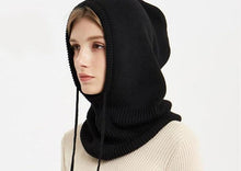 Load image into Gallery viewer, Cashmere Winter Knitted Hat Beanie Women Scarf Skellies Beanies Winter Hats For Women Men Cap Solid Bonnet Mask Brand Hat Balaclava Shawl Women Winter Hat Soft Knitted Hooded Neck Collar Cap Beanie Hat Warm Scarf Unisex Bonnet Hooded Scarf Hat