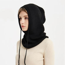 Load image into Gallery viewer, Cashmere Winter Knitted Hat Beanie Women Scarf Skellies Beanies Winter Hats For Women Men Cap Solid Bonnet Mask Brand Hat Balaclava Shawl Women Winter Hat Soft Knitted Hooded Neck Collar Cap Beanie Hat Warm Scarf Unisex Bonnet Hooded Scarf Hat