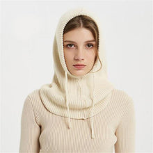 Load image into Gallery viewer, Cashmere Winter Knitted Hat Beanie Women Scarf Skellies Beanies Winter Hats For Women Men Cap Solid Bonnet Mask Brand Hat Balaclava Shawl Women Winter Hat Soft Knitted Hooded Neck Collar Cap Beanie Hat Warm Scarf Unisex Bonnet Hooded Scarf Hat