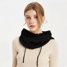 Load image into Gallery viewer, Cashmere Winter Knitted Hat Beanie Women Scarf Skellies Beanies Winter Hats For Women Men Cap Solid Bonnet Mask Brand Hat Balaclava Shawl Women Winter Hat Soft Knitted Hooded Neck Collar Cap Beanie Hat Warm Scarf Unisex Bonnet Hooded Scarf Hat