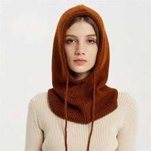 Load image into Gallery viewer, Cashmere Winter Knitted Hat Beanie Women Scarf Skellies Beanies Winter Hats For Women Men Cap Solid Bonnet Mask Brand Hat Balaclava Shawl Women Winter Hat Soft Knitted Hooded Neck Collar Cap Beanie Hat Warm Scarf Unisex Bonnet Hooded Scarf Hat