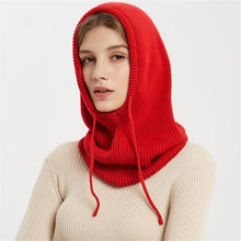 Load image into Gallery viewer, Cashmere Winter Knitted Hat Beanie Women Scarf Skellies Beanies Winter Hats For Women Men Cap Solid Bonnet Mask Brand Hat Balaclava Shawl Women Winter Hat Soft Knitted Hooded Neck Collar Cap Beanie Hat Warm Scarf Unisex Bonnet Hooded Scarf Hat